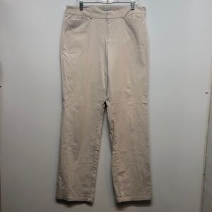 Dockers ideal fit Women's pants 14 TALL khaki tan cream slacks dress pant EUC